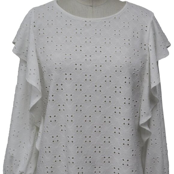 Anthropologie Tops - NWT Anthropologie Raisa Eyelet Ruffled Top by ISLA MAUDE